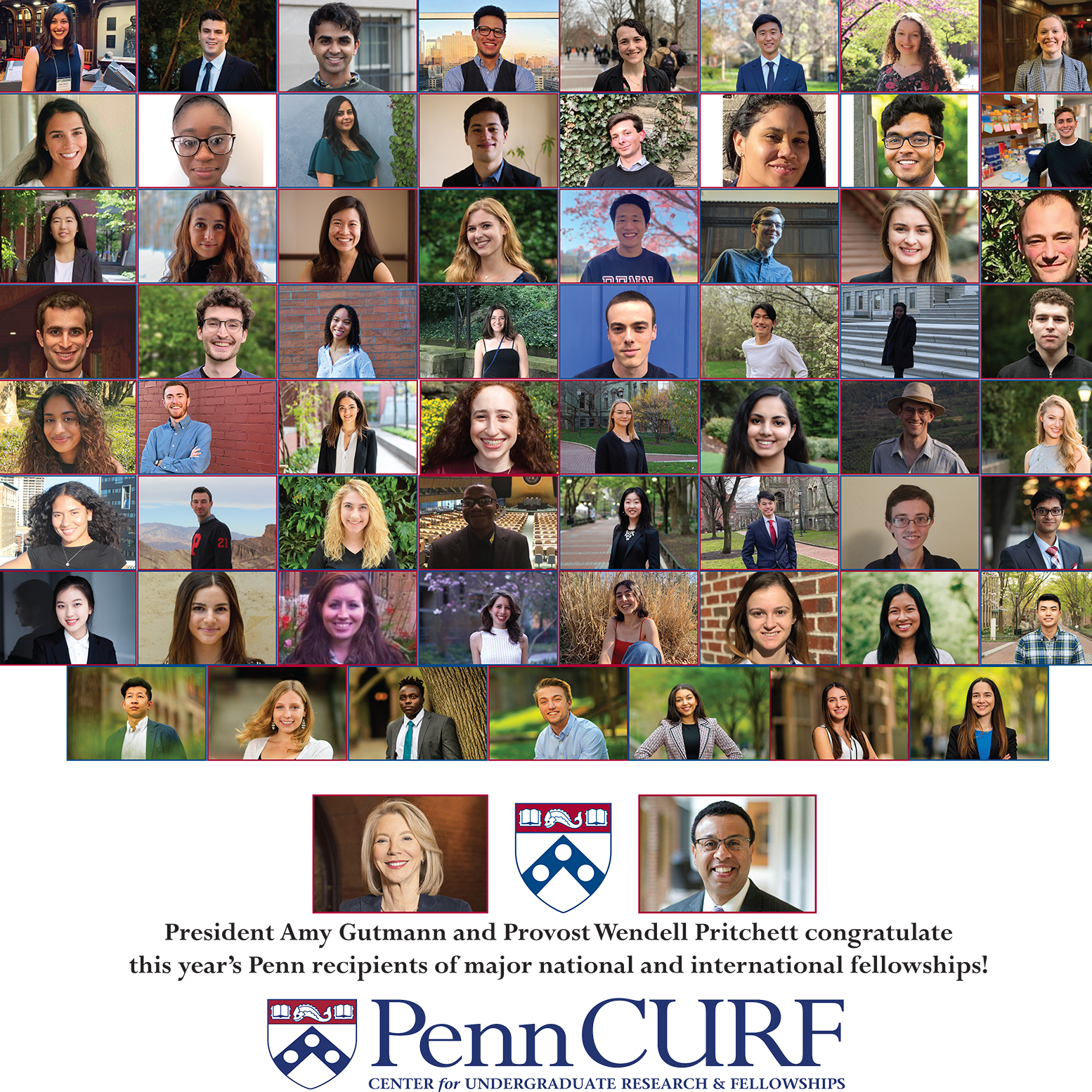 Amy Gutmann, Penn President 2020-21 CURF Fellowship and Award Winners