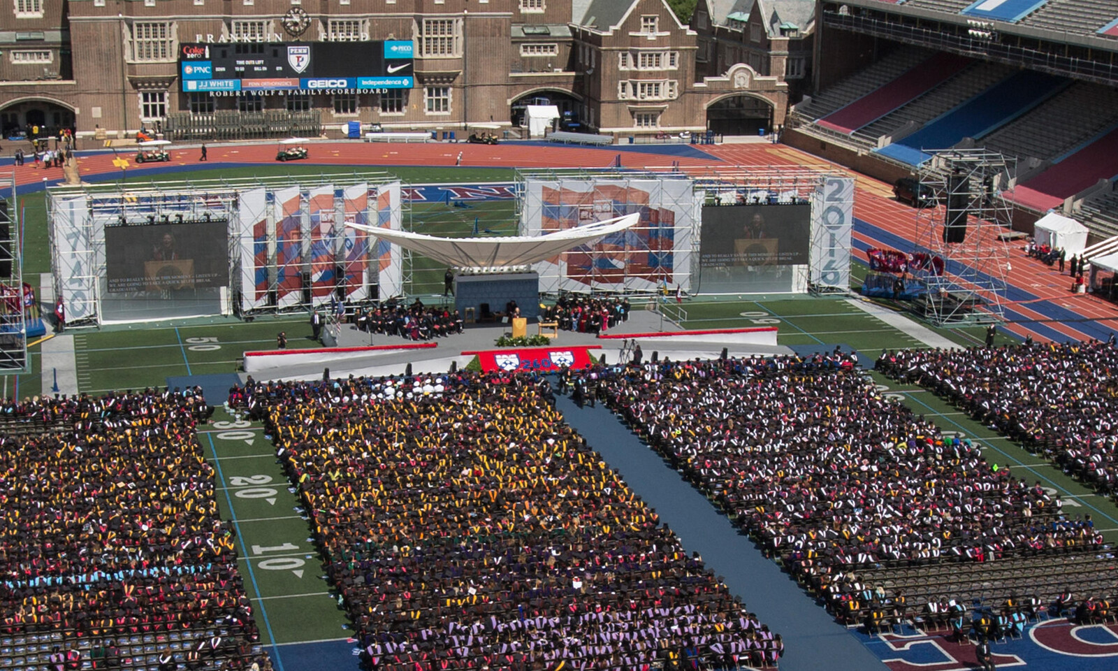 Commencement ceremony at Franklin Field